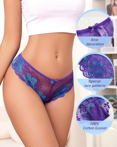 Lace Underwear for Women Sexy Cheeky Panty Seamless Women's Underwear Hipster Ladies No Show Breathable Bikini 3 Pack2