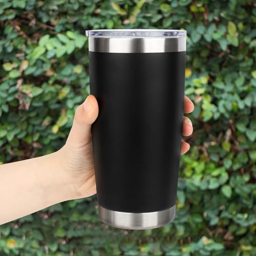 Zynkify 20oz Stainless Steel Tumbler Bulk with Lid, Travel Mug - Double Wall Vacuum Powder Coated Cup - Black, 12 Pack by Zynkify - Image 5