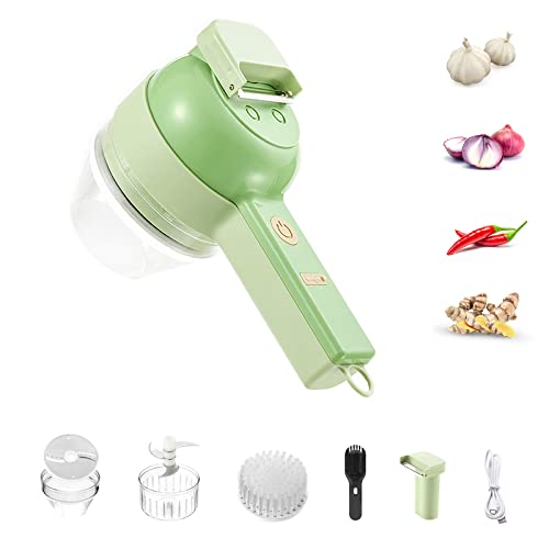 4 in 1 Handheld Electric Food Cutter Set, Kitchen Gods Wireless Food Processor for Fruits, Vegetables and Meat Green