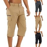 3-in-1-Kampfhose für Herren, Cargohose, 3/4-Reißverschluss, für Laufen, Fitnessstudio, Sport, atmungsaktiv, Outdoor, leicht, bequem, schnelltrocknend, verschleißfest, mehrere Taschen, Cutoffs, Z1