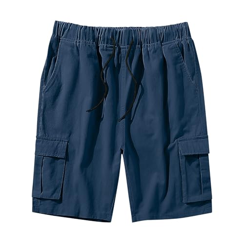 Image of Mens Cargo Shorts Lightweight Stretch Outdoor Hiking Short Gym Casual Shorts Drawstring Elastic Waist Multi Pockets