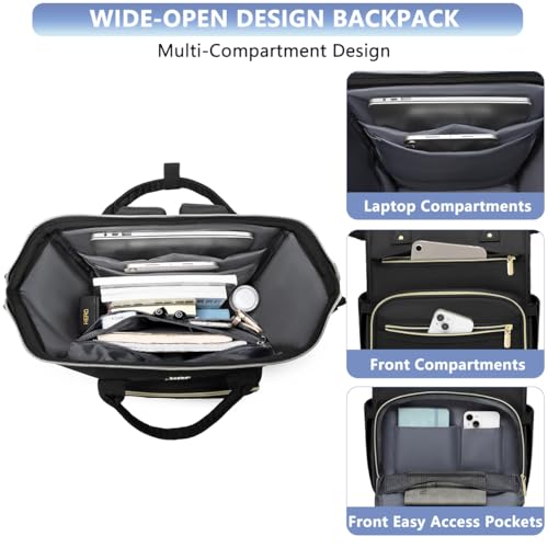 unknown Women Laptop Backpack Work Bag - Fits 15.6 inch with Laptop Compartment Waterproof Professional Fashion Travel Purse for College Nurse Business Computer Backpack の商品画像 1