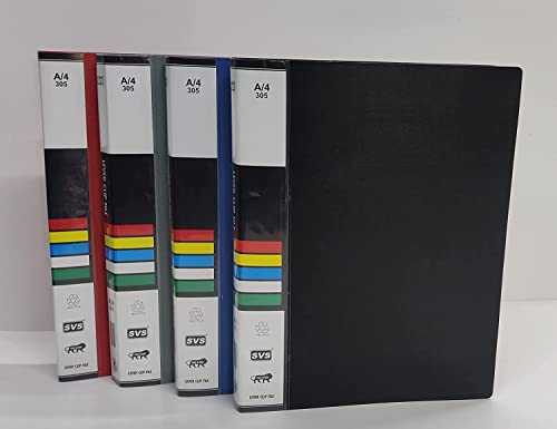Image of A4 Punchless Lever Clip File with Pocket File /Folder for Office documents and Certificate Plastic Size A4 (Black, Blue, Grey, RED) (Pack of 8)