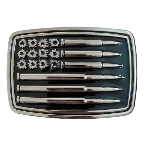 LKKLUYIC Western Belt Buckles for Men Cowboy Belt Buckle American Bullet Flag Belt Buckles Men Silver