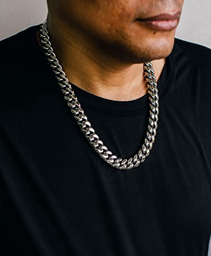 Dubai Collections Te Gold Chain For Men Cuban Link Real 14Mm 14K Karat Diamond Cut Heavy Solid Plated Thick Clasp Us Made (22.0) #TOP5