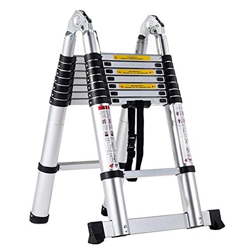 Vvlo Escalera de extensión de jardín para patio, resistente, multiusos, escalera plegable telescópica de aluminio profesional, con barra estabilizadora y Hin (tamaño: 3,8 m)