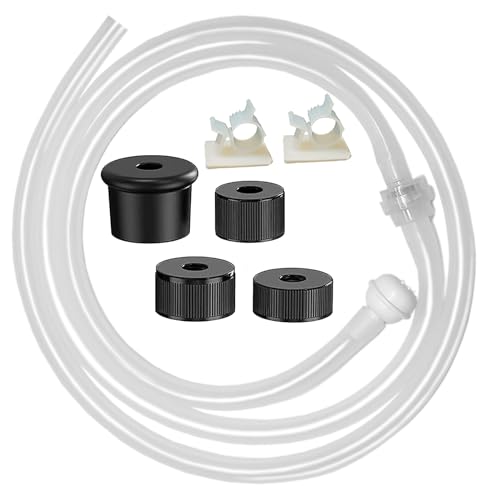 Under Sink Soap Dispenser Extension Tube Kit 47 Hose with Check Valve & Weighted Ball Connect Sink Dispenser to Large Dish Soap Bottle No More Refills Includes 4 Universal Bottle Caps
