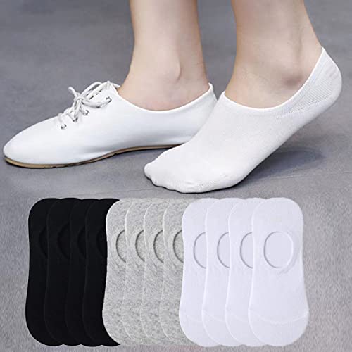 Yqhmt No Show Socks Womens Low Cut Ankle Socks, Non Slip Casual Invisible Short Flat Boat Cotton Sock 6Pairs (2Black, 2 White, 2Grey) #TOP5