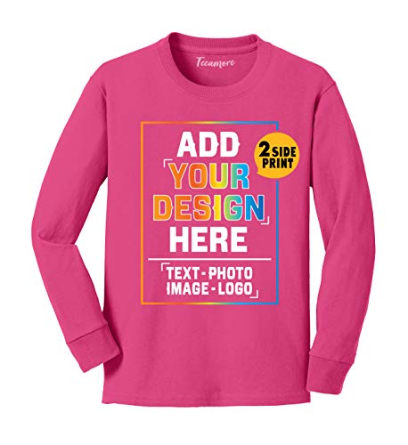 Custom Youth Long Sleeve Shirt Add Your Own Image Photo Text Front Back Side