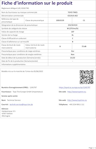 Ganzjahresreifen 255/50 R19 Toyo Celsius AS2 XL TL 107W