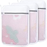 Dntorx 3 PCS Durable Honeycomb Mesh Laundry Bags for Delicates with Zipper, Reusable Laundry Bags for Washing Machine Washing Bags for Laundry Wash Bags for Clothes, Socks, Underwear, Bra (12inx16in)