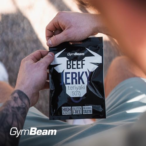 GymBeam Beef Jerky – Hochwertiger Fleischsnack aus Premium-Rindfleisch, gluten- und laktosefrei, mit hohem Eiweißgehalt, ideal für Sportler, lange Haltbarkeit (50 g (5er pack), Teriyaki)