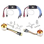 Tsudoku 2Pack 2212 1400Kv/2200Kv Brushless Outrunner Motor with Mount 10T/6T+30A ESC for Rc Aircraft Quadcopter Spare Parts