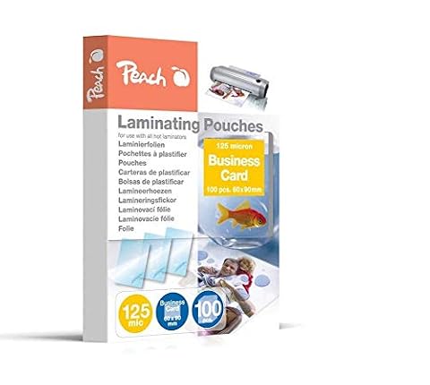 Peach Folie do laminowania 60 x 90 mm Business Card - 125 mic - 100 kieszeni - błyszczące - kompatybilne z laminatorami wszystkich markowych producentów - PP525-08