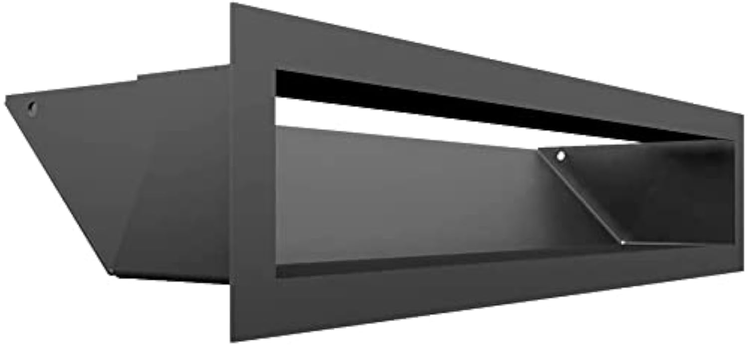 KRATKI griglia di ventilazione AIR 9 x 40 cm grafite resistente al camino | Griglia aria calda 9 x 40 cm; Griglia di scarico per ventilazione camino; Presa d'aria con un angolo di 45 gradi; resistente