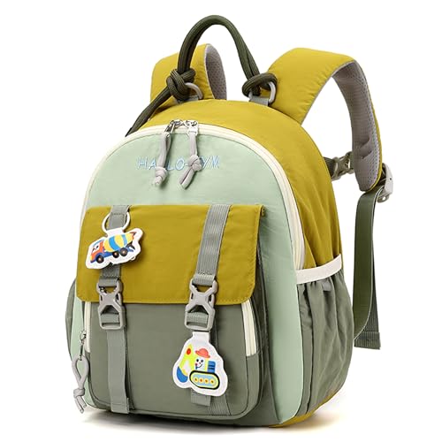 PROTAURI Mochila de berçário para meninas e meninos com alça para o peito, refletora, leve e impermeável, mochila Kita, escavadora 3D, design de gelo para 2-5 anos, 9,6 l, verde, Mochilas tradicionais