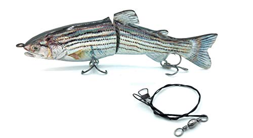 SIMSA-Expert Silber Wobbler | Swimbait Kunstköder (12cm, 23g) Stahlvorfach Set für Hecht Barsch Zander Schleppangeln sinkend Cover