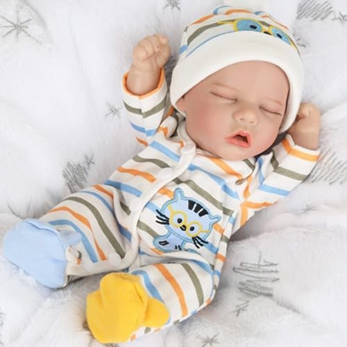 FASMAS Realistic Reborn Baby Doll - 12 Inch Lifelike Newborn Full Vinyl Sleeping Baby Dolls That Look Real, Real Life Newborn Baby Toy Gifts for Girl or Boy Age 3+ Years Old