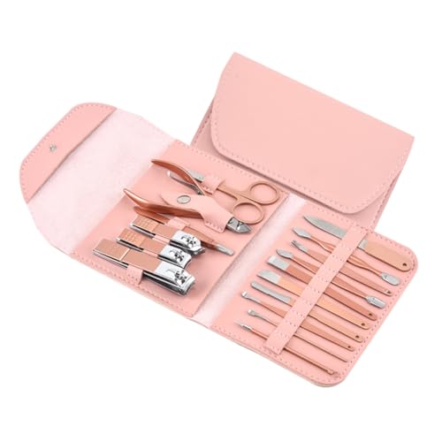 IWOWHERO Juego De 16 Piezas Cortaúñas Herramientas De Arte De Uñas Dedos Juego De Uñas Herramientas Para Uñas Encarnadas Rosa Clavos Cortador Ultravioleta Clíper Golden
