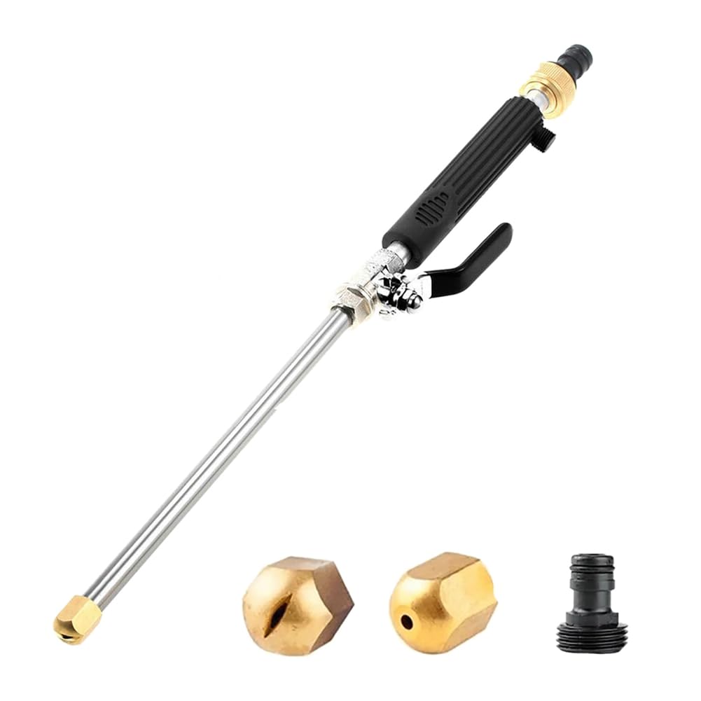 Disttocate Black Universal Garden Hose Pressure Washer Attachment, High Pressure Hose Nozzle For Garden Hose, Jet Nozzle 2-In-1, Easy Install Easy To Use