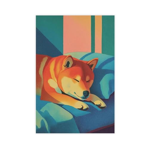 Toile Shiba Inu décoration murale salon et chambre 50x76 cm