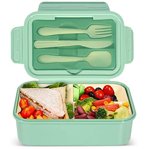 CHAMEEN Fiambrera para adultos, 1400 ml, con 3 heces, para niños, caja de almuerzo, ideal para la escuela, trabajo, picnic, viajes, para microondas y lavavajillas