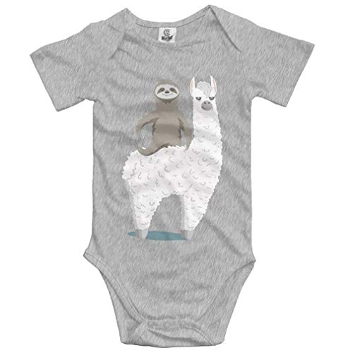 LyCheer Sloth Riding Llama Cute Baby Bodysuit Cozy Short Sleeve Onesie Romper Unisex
