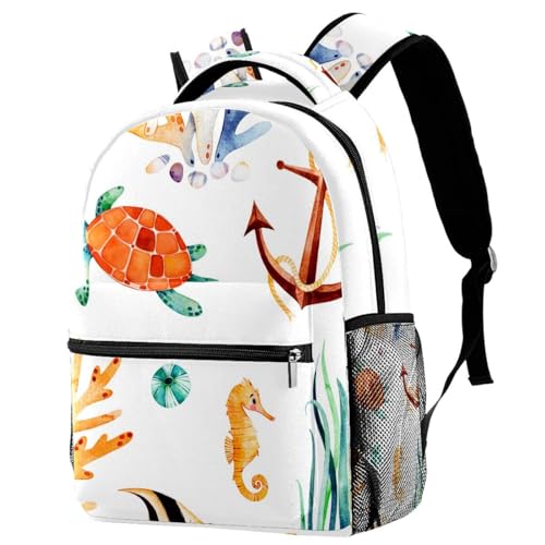 Sac à dos d'école tortue de mer et corail pour adolescents et voyage décontracté