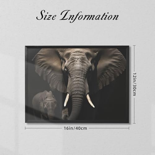 Toile éléphant noir encadrée 40x30 cm pour décoration de salon moderne