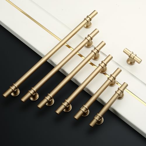 Amerdeco Gold Cabinet Handles, Kitchen Handles, 10 Pack, 128 mm Hole Spacing, Traditional Style, Sturdy Metal, Easy to Install - Image 3