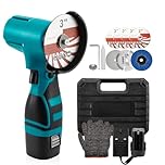 Professional 16.8V Cordless Mini Angle Grinder, 550W High-Speed Metal Cutter & Polisher, 19500RPM with 2 Batteries, 8 Discs, Anti-Slip Handle, Multi Tool Grinding Kit with Safety Gloves (Blue)