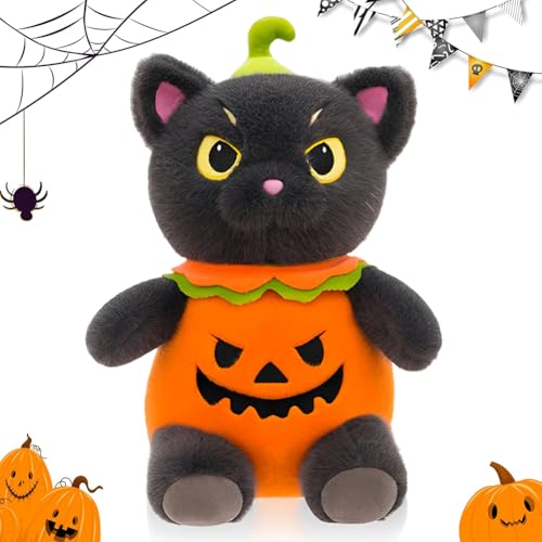 Gato Negro Juguete de Peluche - Animales De Dibujos Animados Afortunados, Decoración Del Hogar De Peluche | Adorable Figura De Peluche Temático De Halloween, Compañero Cómodo Para El Dormitorio (B)