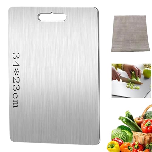 Titanium Cutting Board, tábua de cortar titânio, tábua de cortar cozinha titânio, com almofada de silicone antiderrapante, garantir o sabor original dos ingredientes (34 * 23 cm)