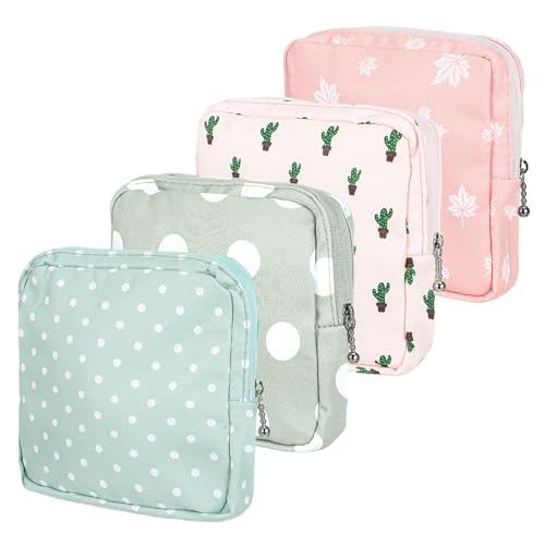 ElevateTech Sanitary Napkin Storage Bags 4 Pcs Pad Bag for Period Tampon Bags Portable Menstrual Pad Pouch Feminine Pouch First Period Bag Gifts for Women