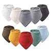 10-Pack Baby Bandana Bibs, 100% Cotton Drool Bibs for Boys & Girls, Soft Absorbent Teething Bib for Newborn Infant Toddler