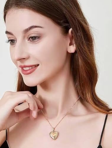 18K Gold Plated Heart Locket Necklaces Photo Pendant Necklace For Women Jewelry Gifts2