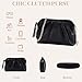 VASCHY Clutch Purse for Women,Fashion Ruched Vegan Leather Small Formal Evening Handbag Crossbody Shoulder Bag Wedding,Party Black