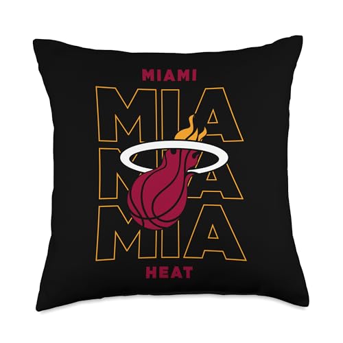 NBA - Miami Heat Stacked City Logo Black Throw Pillow