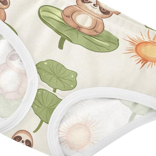 Wusikd Cute Sloth Lotus Girls' Underwear Cotton Leaves Girls Briefs Soft Toddler Underwear 2T4