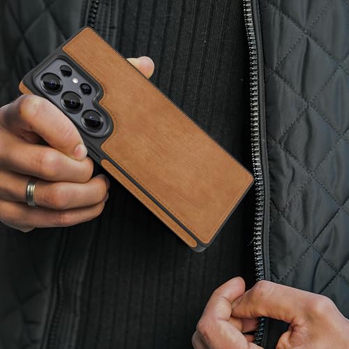 Image of A rtistque Premium Pu Leather Back Cover Case for Samsung Galaxy S25 Ultra 5G | Inner Fabric |Smooth Hand Feel | Drop Protection | Raised Camera Edge | Stylish Design | S25 Ultra Back Cover - Brown