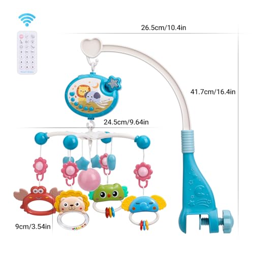 Mini Tudou Crib Mobile with Music and Lights,Baby Mobile for Crib with Hanging Rotating Rattle Toy,Star Projection,400 Lullabies and Timing Function,Remote Control Baby Crib Mobile for Boys Girls