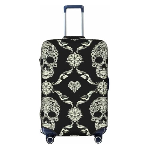 Flowers Skull Ornamental Pattern Print Luggage Suitcase Cover Protector Luggage Washable Covers With Concealed Zipper