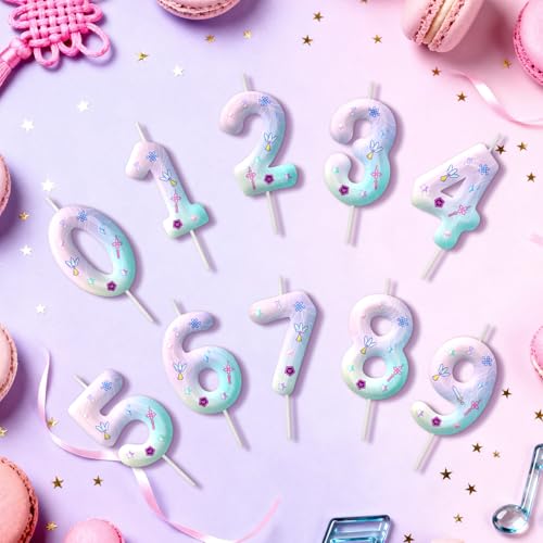 Image of Pink Number 4 Birthday Candles, Cartoon Themed Cake Toppers for Boys Girls Cake Decorations, Birthday Decorations Party Supplies, Number Candles for Party Decor