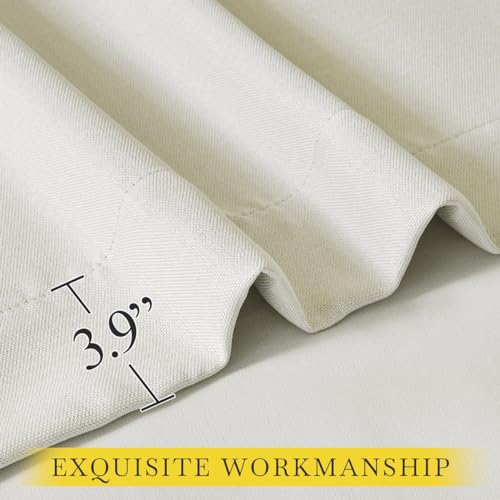 NICETOWN Room Darkening Curtains 96 inches Long for Bedroom, Rod Pocket/Back Tab/Hook Belt Thick Faux Linen Cold & Light Blocking Window Treatment for Living Room, Natural, W50 x L96, 1 Panel