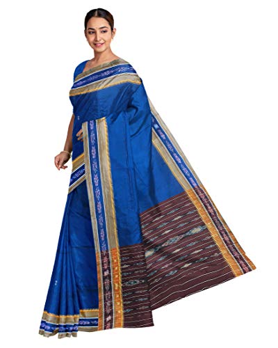 Image of Odisha Sambalpuri Handloom Ikat Women's Cotton Saree, Odisha Handloom Handmade Pure Cotton Khandua Saree, Ikkat Orissa Traditional Handloom Saree Without Blouse
