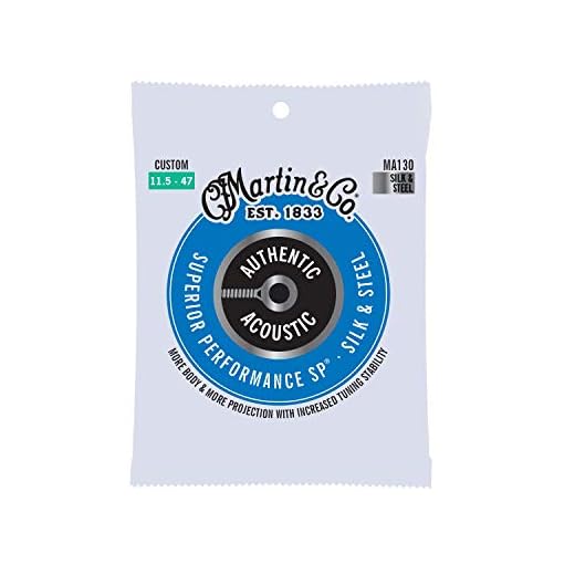 MARTIN Cuerdas para guitarra acústica, Superior Performance Silk&Steel Custom 11.5/47, acero y seda (MA130)