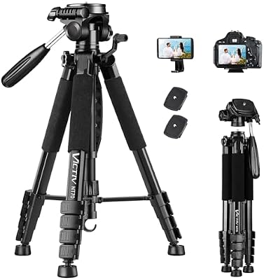 VICTIV 74” Camera Tripod, Tripod for Camera and Phone with Phone Holder