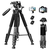 VICTIV 74” Camera Tripod, Tripod for Camera and Phone, Aluminum Professional Tripod Stand for Canon Nikon with Carry Bag and Phone Holder, Compatible with DSLR, iPhone, Spotting Scopes, Max Load 9.5Lb