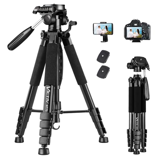 VICTIV 74” Camera Tripod, Tripod for Camera and Phone, Aluminum Professional Tripod Stand for Canon Nikon with Carry Bag and Phone Holder, Compatible with DSLR, iPhone, Spotting Scopes, Max Load 9.5Lb