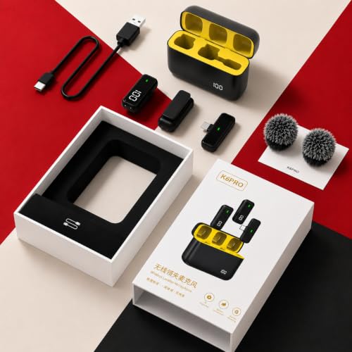 Image of Primate 2-in-1 Wireless Lavalier Microphone for iPhone & Android, 50m Stable Transmission, 6H Battery Life, Plug & Play Auto Pairing, Mini Mic for Video Recording, Live Streaming & Podcasts